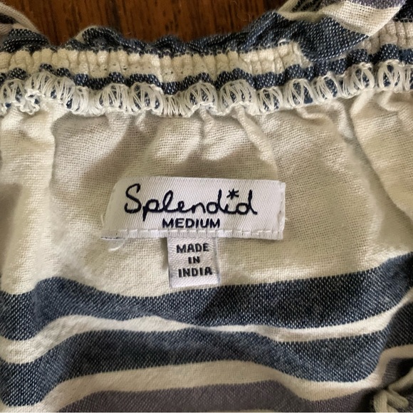 Splendid Women's Traveler Stripe Cold Shoulder, White, Medium - Picture 4 of 7